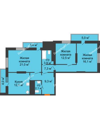3 комнатная квартира 97,1 м² - ЖК Космолет