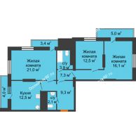 3 комнатная квартира 97,1 м², ЖК Космолет - планировка